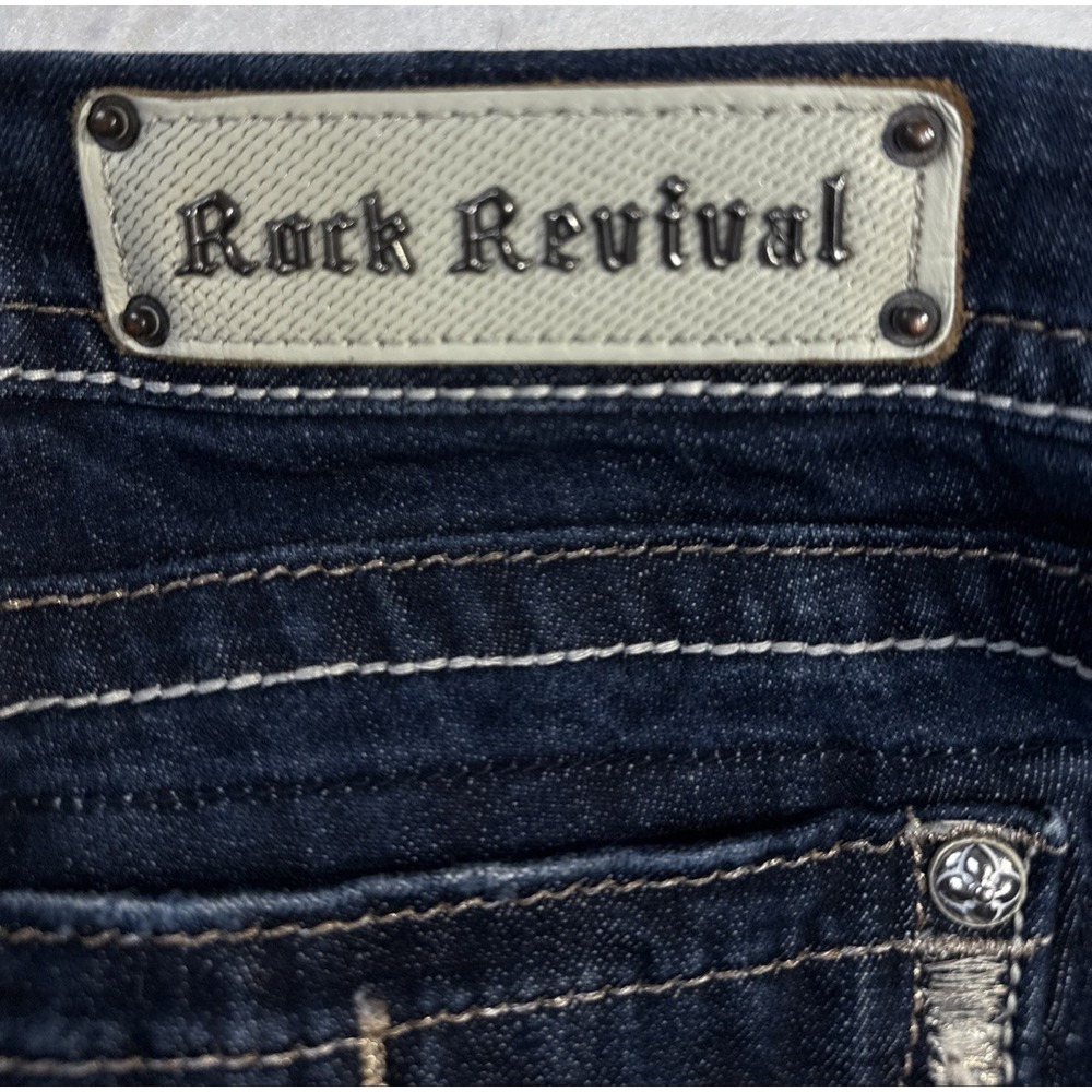 Rock Revival Rubella Easy Capri Women's 32 Distressed Embroidered Denim Jeans - Picture 14 of 14